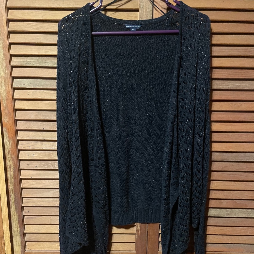 AE Black crochet cardigan